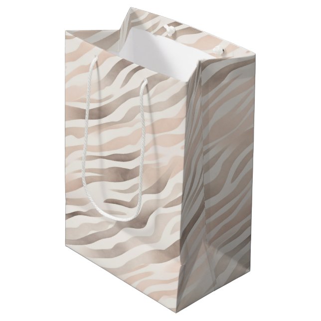 Bolsa De Regalo Mediana Blush Pink Cream Zebra Animal Birthday (Angulo Anverso)