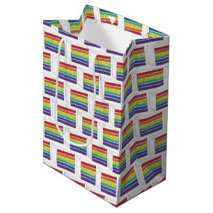 Bolsa De Regalo Mediana Boda arcoiris rebanada de pastel morado Gay LGBT