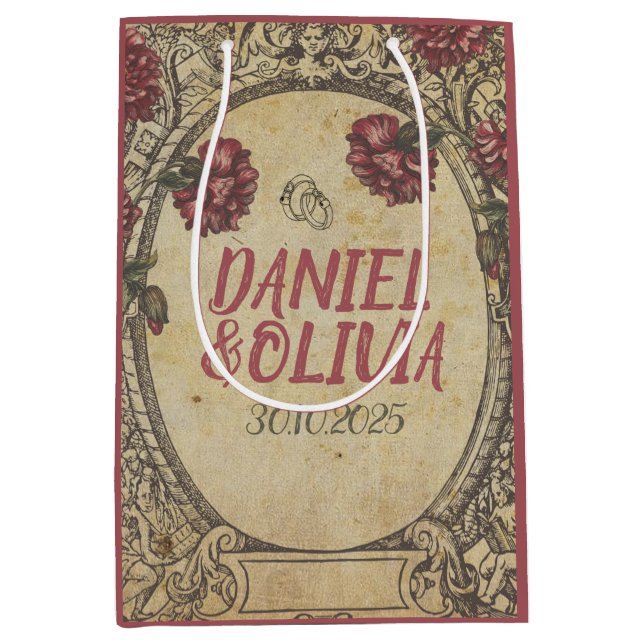 Bolsa De Regalo Mediana Boda clásico marrón (Anverso)