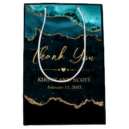 Bolsa De Regalo Mediana Boda de ágata con brillo falso de color azul verdo