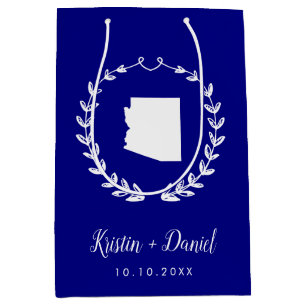 Bolsa De Regalo Mediana Boda de bienvenida de la Marina Blue Arizona Map S