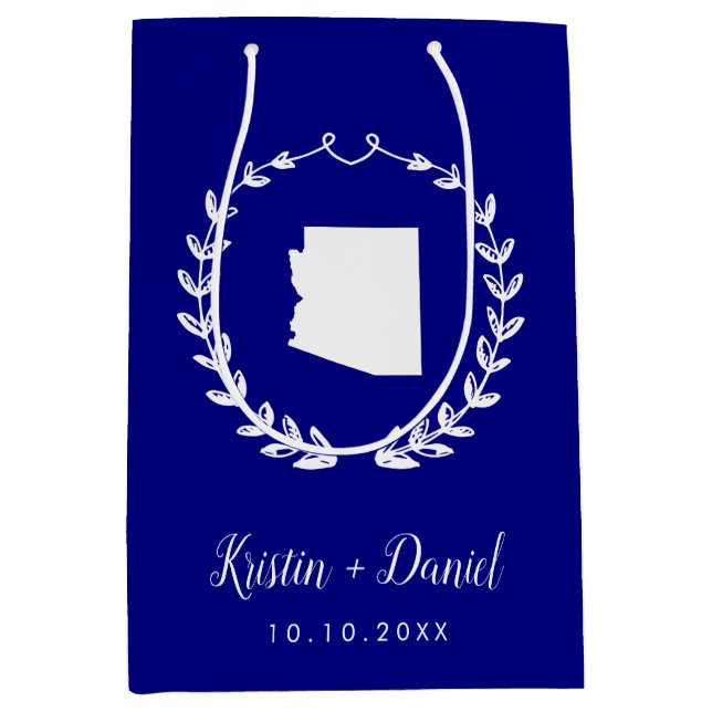 Bolsa De Regalo Mediana Boda de bienvenida de la Marina Blue Arizona Map S (Anverso)