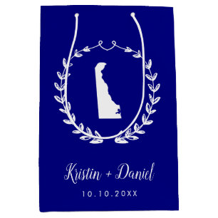 Bolsa De Regalo Mediana Boda de bienvenida de la Marina Blue Delaware Map