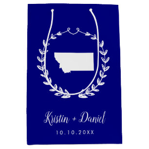 Bolsa De Regalo Mediana Boda de bienvenida de la Marina Blue Montana Map