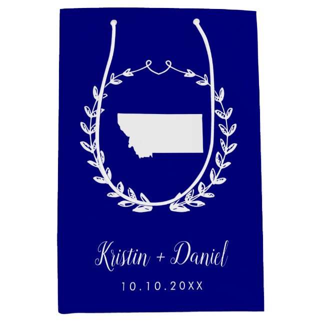 Bolsa De Regalo Mediana Boda de bienvenida de la Marina Blue Montana Map (Anverso)