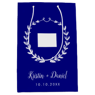 Bolsa De Regalo Mediana Boda de bienvenida de la Marina Blue Wyoming Map