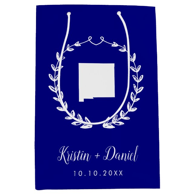 Bolsa De Regalo Mediana Boda de bienvenida de Marina Blue New Mexico Map (Anverso)
