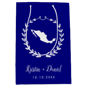 Bolsa De Regalo Mediana Boda de bienvenida de Navy Blue Mexico Map