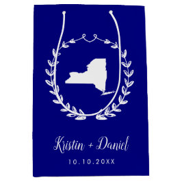 Bolsa De Regalo Mediana Boda de bienvenida de Navy Blue New York Map