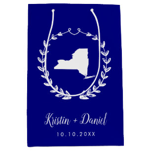 Bolsa De Regalo Mediana Boda de bienvenida de Navy Blue New York Map