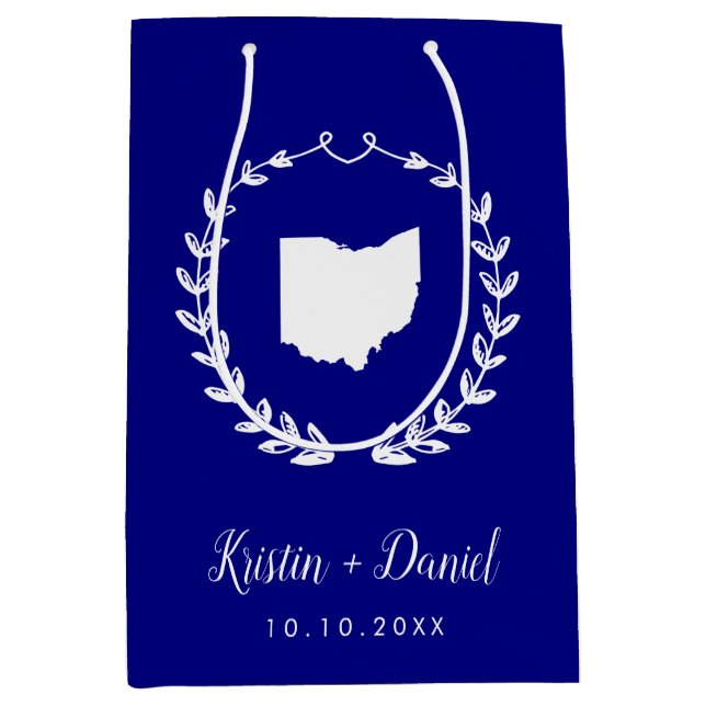 Bolsa De Regalo Mediana Boda de bienvenida de Navy Blue Ohio Map (Anverso)