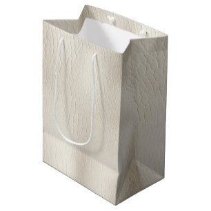 Bolsa De Regalo Mediana Boda de cuero falso crema blanco  