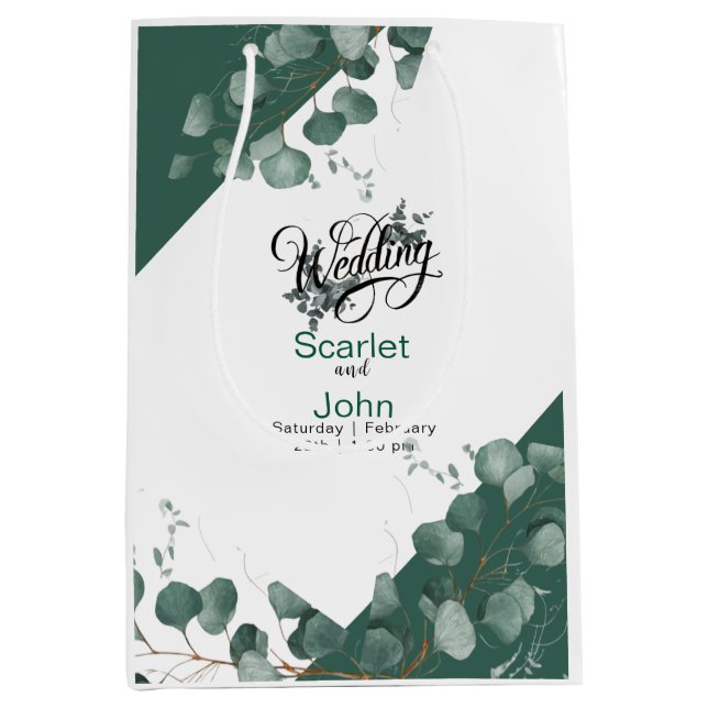 Bolsa De Regalo Mediana Boda de eucalipto verde verde de la salvia acuátic (Anverso)