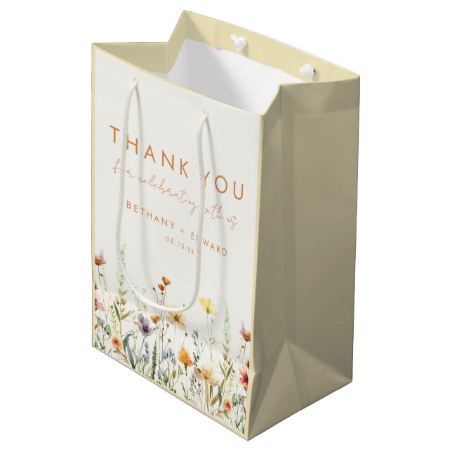 Bolsa De Regalo Mediana Boda de flores silvestres rusas (Angulo Anverso)