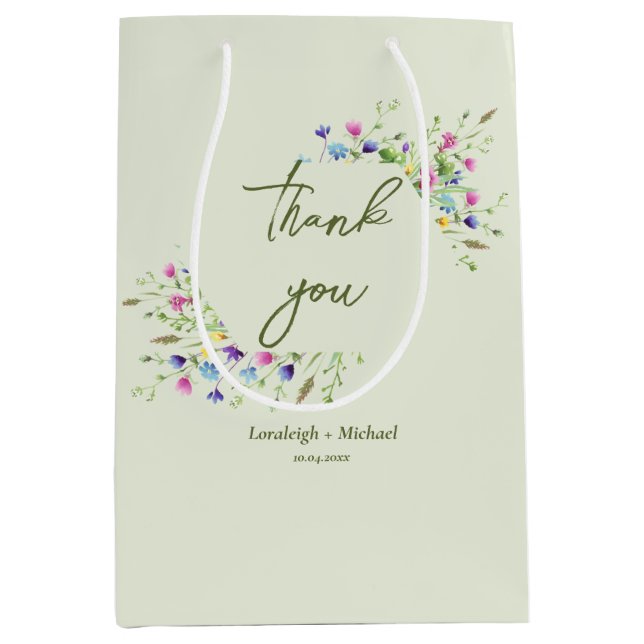 Bolsa De Regalo Mediana Boda de flores silvestres simples de moda (Anverso)