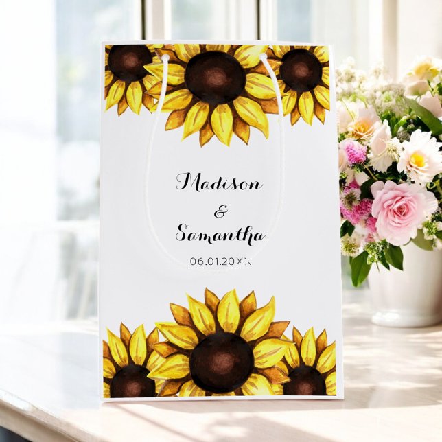 Bolsa De Regalo Mediana Boda de girasol blanco amarillo (Subido por el creador)