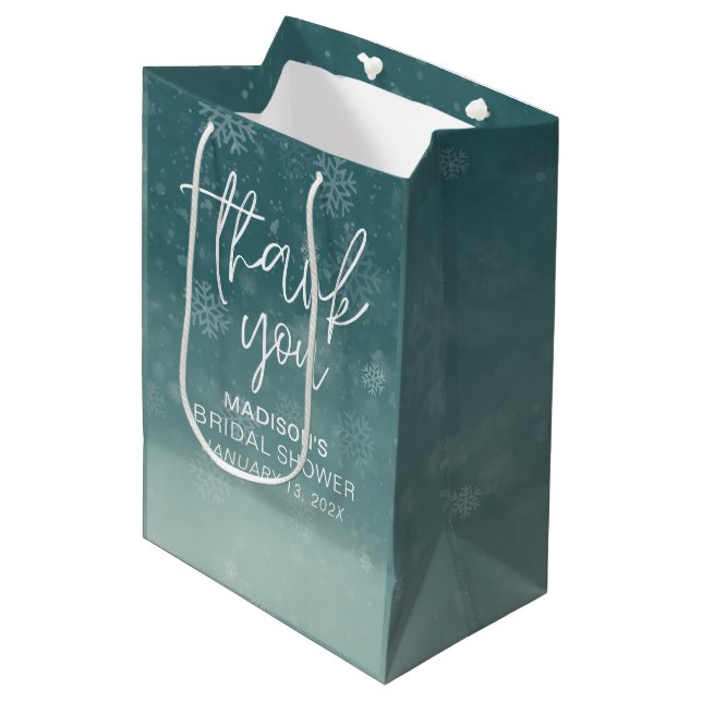 Bolsa De Regalo Mediana Boda de invierno de copos de nieve (Angulo Anverso)