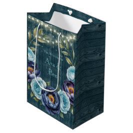 Bolsa De Regalo Mediana Boda de luz Rosa turquesa y peonías de la marina