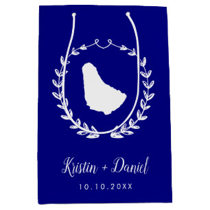 Bolsa De Regalo Mediana Boda de mapas de Navy Blue Barbados Bienvenida a S