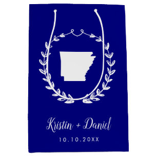 Bolsa De Regalo Mediana Boda de mapas Navy Blue Arkansas