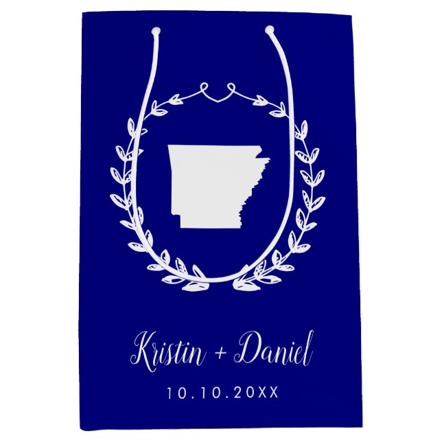 Bolsa De Regalo Mediana Boda de mapas Navy Blue Arkansas (Anverso)