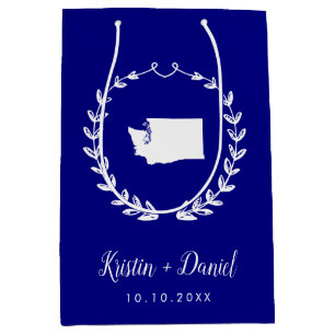 Bolsa De Regalo Mediana Boda de Marina Blue Washington Map Bienvenida Swag