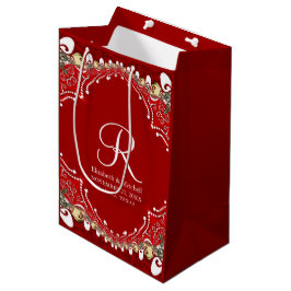 Bolsa De Regalo Mediana Boda de Monograma Batik Bohemian Rojo