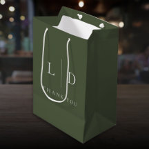 Boda de Monograma Minimalista elegante verde oliva