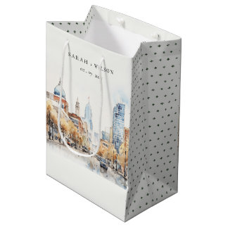 Bolsa De Regalo Mediana Boda de paisaje al acuarela en Indianapolis, India