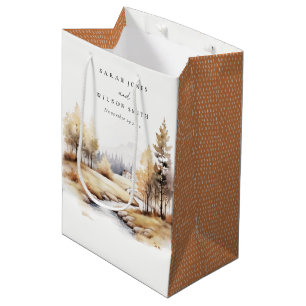 Bolsa De Regalo Mediana Boda de paisajes de otoño de acuarela silenciada