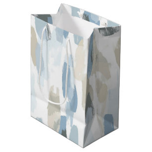 Bolsa De Regalo Mediana Boda de resumen de crema blanca azul