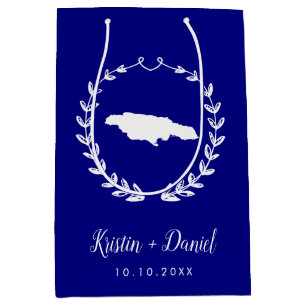 Bolsa De Regalo Mediana Boda del mapa azul de la marina de Jamaica recibe