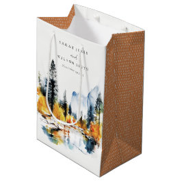 Bolsa De Regalo Mediana Boda del paisaje de invierno de Mountain River Fal