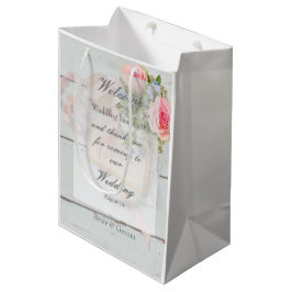 Bolsa De Regalo Mediana Boda editable de flor de primavera romántica