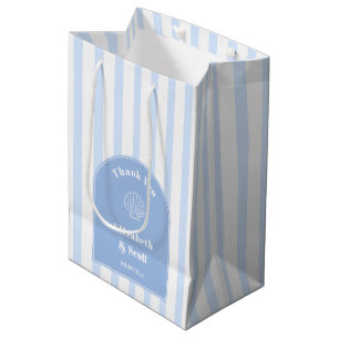 Bolsa De Regalo Mediana Boda elegante de franja blanca azul costero Gracia
