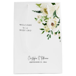 Bolsa De Regalo Mediana Boda Favor Bienvenida Floral Blanca