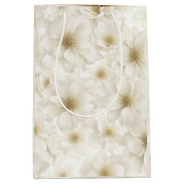 Bolsa De Regalo Mediana Boda Floral Marfil Abstracto