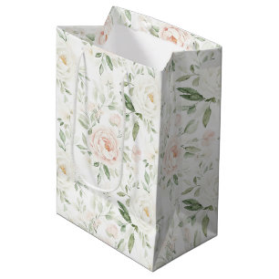 Bolsa De Regalo Mediana Boda floral rosa pastel preciosa