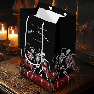 Bolsa De Regalo Mediana Boda gótico de esqueletos de danza de muerte roja
