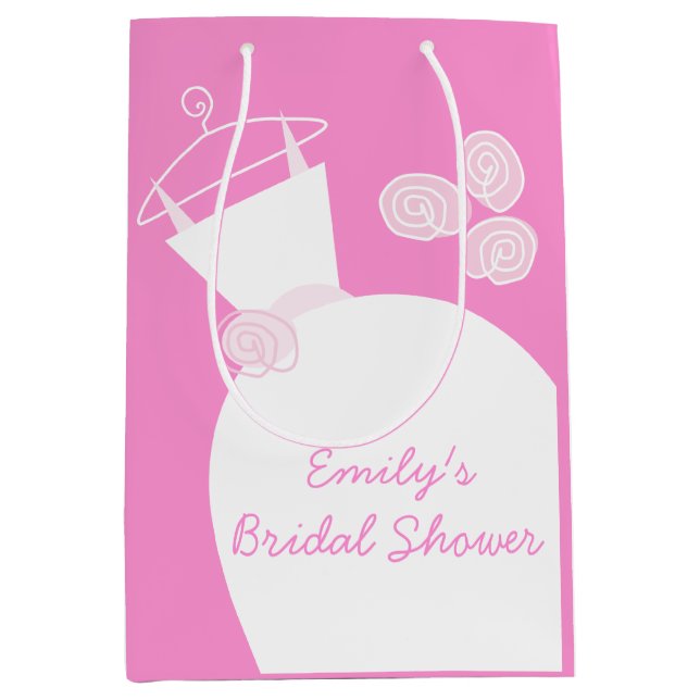 Bolsa De Regalo Mediana Boda Gown Pink Bridal Shower Medium (Anverso)