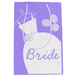 Bolsa De Regalo Mediana Boda Gown Purple Bride bolso de regalo medio