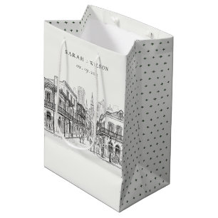 Bolsa De Regalo Mediana Boda minimalista esbozo de Nueva Orleans Luisiana