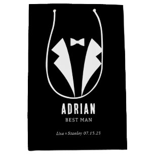 Bolsa De Regalo Mediana Boda Minimalista Mejor Amigo Nombre Negro