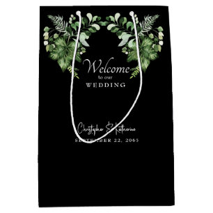 Bolsa De Regalo Mediana Boda negro bienvenida a Greenery Favor
