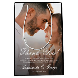 Bolsa De Regalo Mediana Boda negro fotográfico moderno Gracias