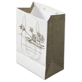 Bolsa De Regalo Mediana Boda Palm Tree Sketch Pale Gold