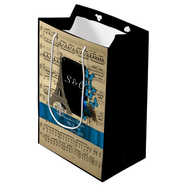 Bolsa De Regalo Mediana Boda personalizado romántico parisino (Angulo Anverso)