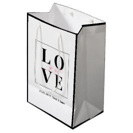 Bolsa De Regalo Mediana Boda Personalizado/San Valentín Negro Y Blanco