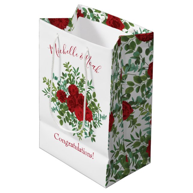 Bolsa De Regalo Mediana Boda Rosa Roja (Angulo Anverso)