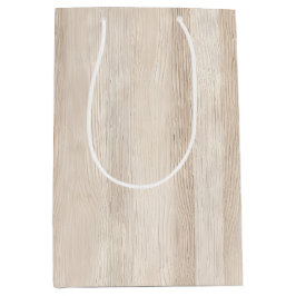 Bolsa De Regalo Mediana Boda Rustic Faux Cream White Wood